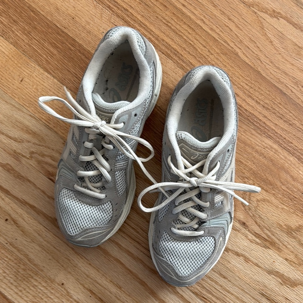 Asics Light Gray and White Running Shoes